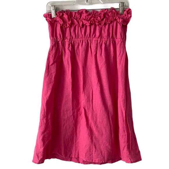 J. Crew Bright Pink Ruffle Strapless Dress Medium - Picture 4 of 5